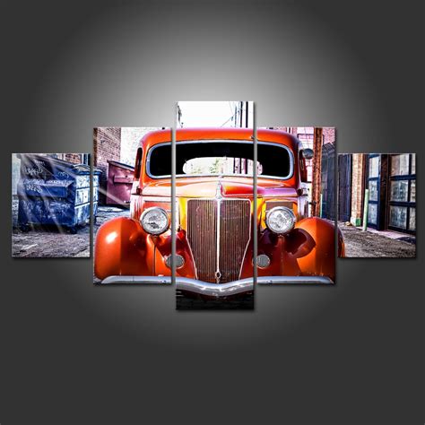 Classic Car Poster Wall Art Print Painting 5 piece canvas art car Pics ...