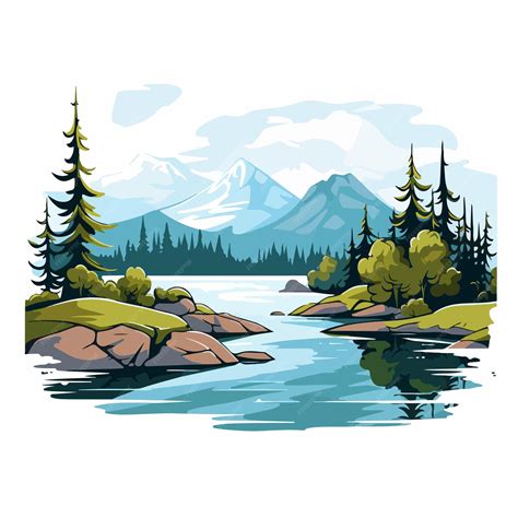 Premium Vector | Lake flat vector illustration Lake cartoon hand ...