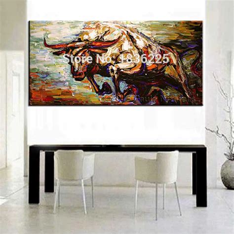 High Skills Artist 100%Hand painted Abstract Bull Oil Painting On ...