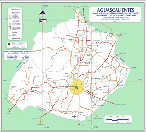 Aguascalientes Mexico Road Map - MapSof.net