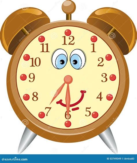 Funny cartoon alarm clock stock vector. Illustration of children - 53749349