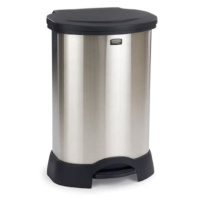 Rubbermaid Commercial Products Step-On 30-Gallon Black Steel Touchless Trash Can with Lid at ...