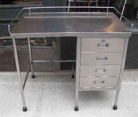 Industrial Stainless Steel Desk with Four Drawers – Mid-Century Modern Furnishings – White Trash NYC