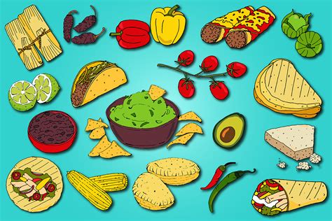 Mexican Food Illustrations Graphic Clipart Bundle