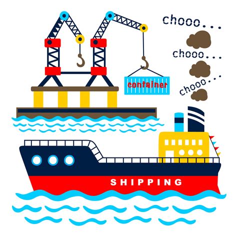 Cargo ship in a port, vector cartoon illustration 16882550 Vector Art at Vecteezy