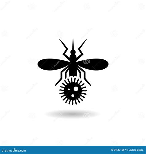 Mosquito Flat Icon with Shadow Stock Vector - Illustration of gnat, malaria: 245131567