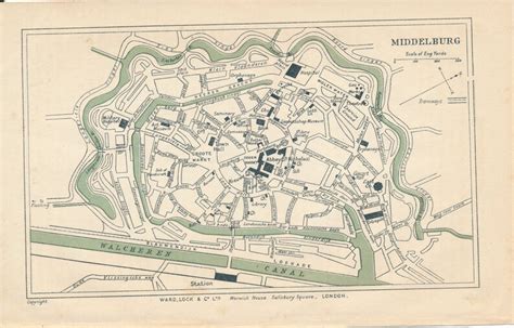 1913 Middelburg Netherlands Holland Antique Map | Etsy