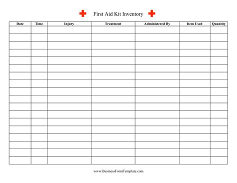 First Aid Kit Inventory Template Download Printable PDF | Templateroller