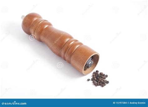 Wooden Pepper Grinder and Pepper Grains Stock Photo - Image of kitchen ...