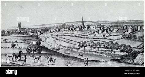 General view of Manchester and Salford as they were in 1730, before the industrial revolution ...