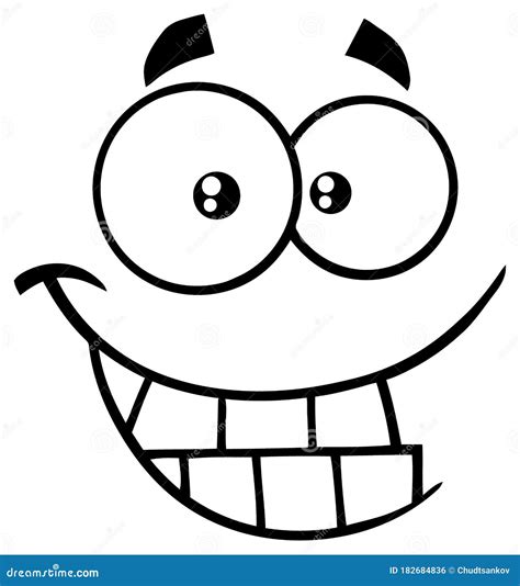 Black and White Smiling Cartoon Funny Face with Smiley Expression ...