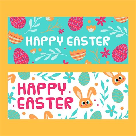 Happy hand drawn easter banner template | Free Vector