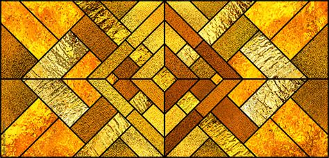 Gold stained glass window. Geometric stained-glass background. Art Deco ...