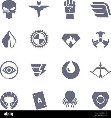 Superheroes vector icons. Super power superhero heroic symbols. Super ...