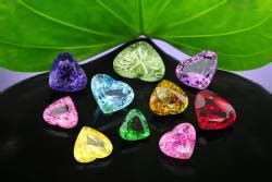 Multicolour - Heart shaped color gemstones, with their classic...