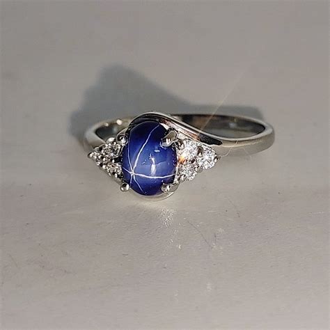 Blue Star Sapphire Ring, Linde Star Sapphire Ring, 6 Rays Star, 68mm ...