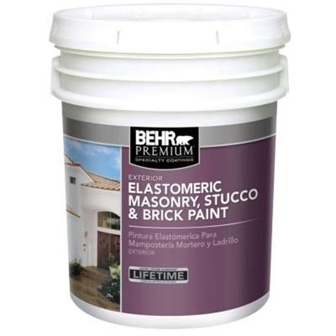 BEHR PREMIUM 5 gal. Elastomeric Masonry, Stucco and Brick Exterior Paint-06805 - The Home Depot ...