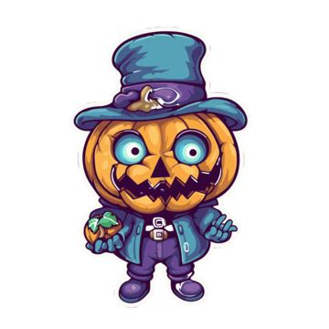 Halloween Monster Pumpkin Cute Illustration Isolated On Dark Blue ...