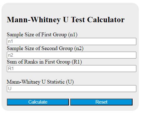 Mann-Whitney U Test Calculator - Calculator Academy