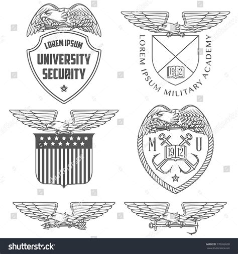 Set Military Labels Badges Design Elements Stock Vector (Royalty Free ...