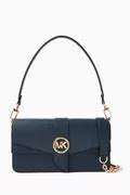 Buy Michael Kors Blue Medium Greenwich Convertible Shoulder Bag in ...