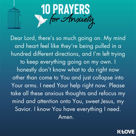 10 Prayers for Anxiety | Positive Encouraging K-LOVE