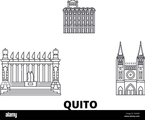 Ecuador, Guayaquil, Quito line travel skyline set. Ecuador, Guayaquil, Quito outline city vector ...