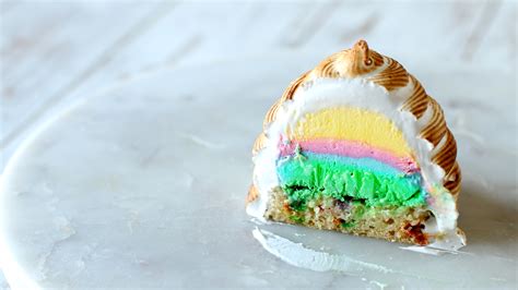 Rainbow Bombe Alaska Cakes | Tastemade