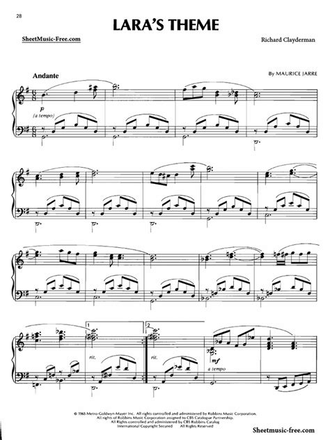 Lara's Theme Sheet Music Richard Clayderman PDF | PDF