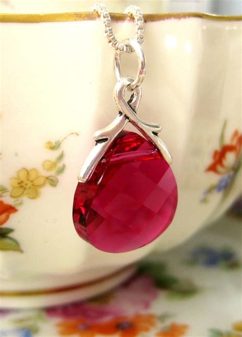 Ruby red necklace Swarovski crystal necklace July birthstone