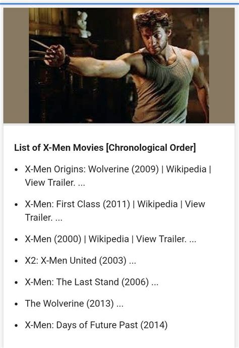 X-men Movies Chronological Order