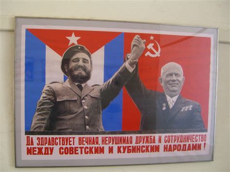 6_Cuba_1960s poster with Fidel Castro and Nikita Khrushchev Long live ...