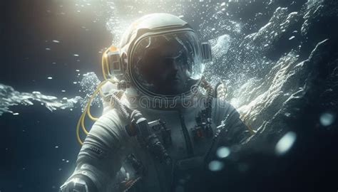 Astronaut Underwater Digital Art Illustration, Generative AI Stock ...