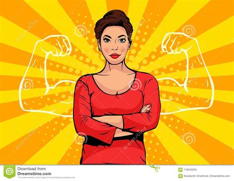 Businesswoman with Muscles Pop Art Retro Style. Strong Businessman in Comic Style Stock Vector ...