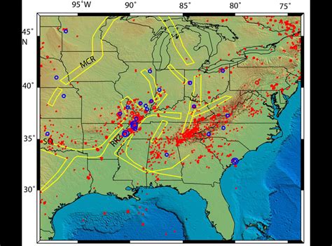 Eastern Us Earthquake Fault Lines Map