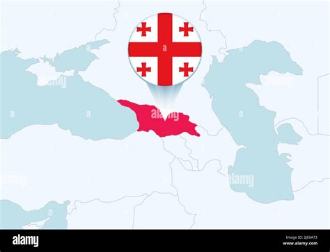 Europe with selected Georgia map and Georgia flag icon. Vector map and ...