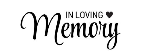 In loving memory. Vector black ink lettering isolated on white background. Funeral cursive ...