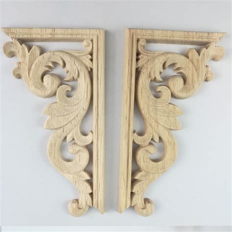 Decorative Wood Appliques Wood Carving Decal Corner Applique Frame Door Decorate Wall Door ...