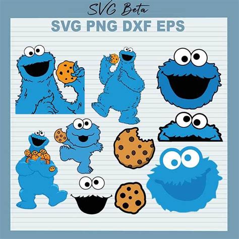 Cookie Monster Sesame Street SVG, Cookie Monster Bundle SVG, Sesame ...