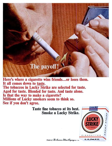 1964 Advertisement for Lucky Strike Cigarettes | Vintage advertisements, Lucky, Advertising