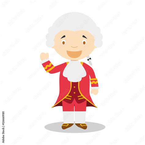 Wolfgang Amadeus Mozart cartoon character. Vector Illustration. Kids ...