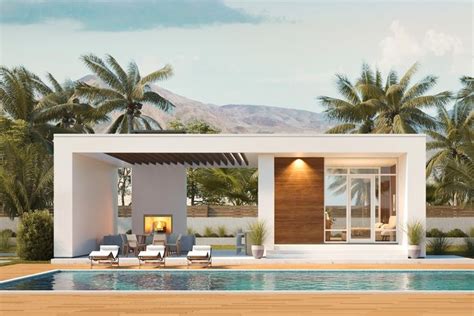 Plan 270050AF: Modern Pool House with Studio or Gym | Modern pool house ...