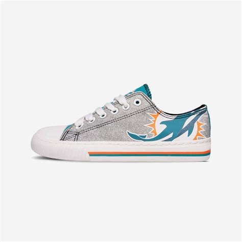 Miami Dolphins Womens Glitter Low Top Canvas Shoe FOCO.com