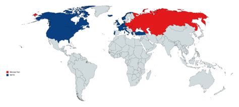 Map : Members of NATO and the Warsaw Pact in 1979 (Cold War ...