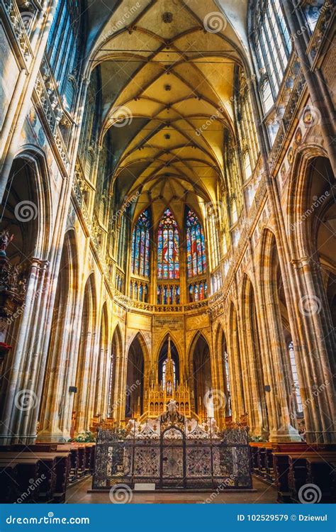 Interior of St. Vitus Cathedral at Prague Castle, Czech Republic ...