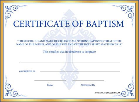 Baptism Certificate Template Download