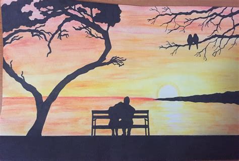 Watercolour Couple Sunset | Sunset painting, Illusion art, Couple drawings