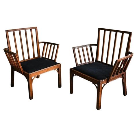 Mid-Century Pair of Continental Chairs with Solid Wood Frame For Sale ...