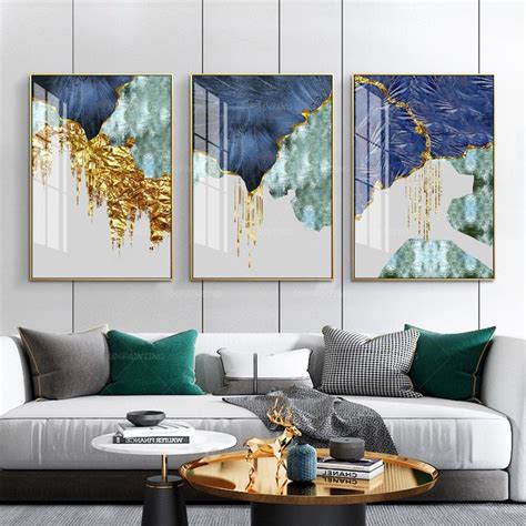 Blue And Gold Wall Art Canvas - Park Art