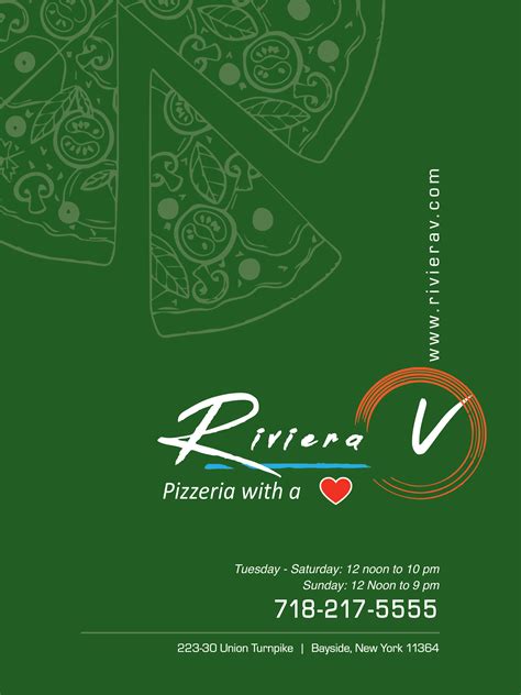 Menu - Riviera V Pizzeria